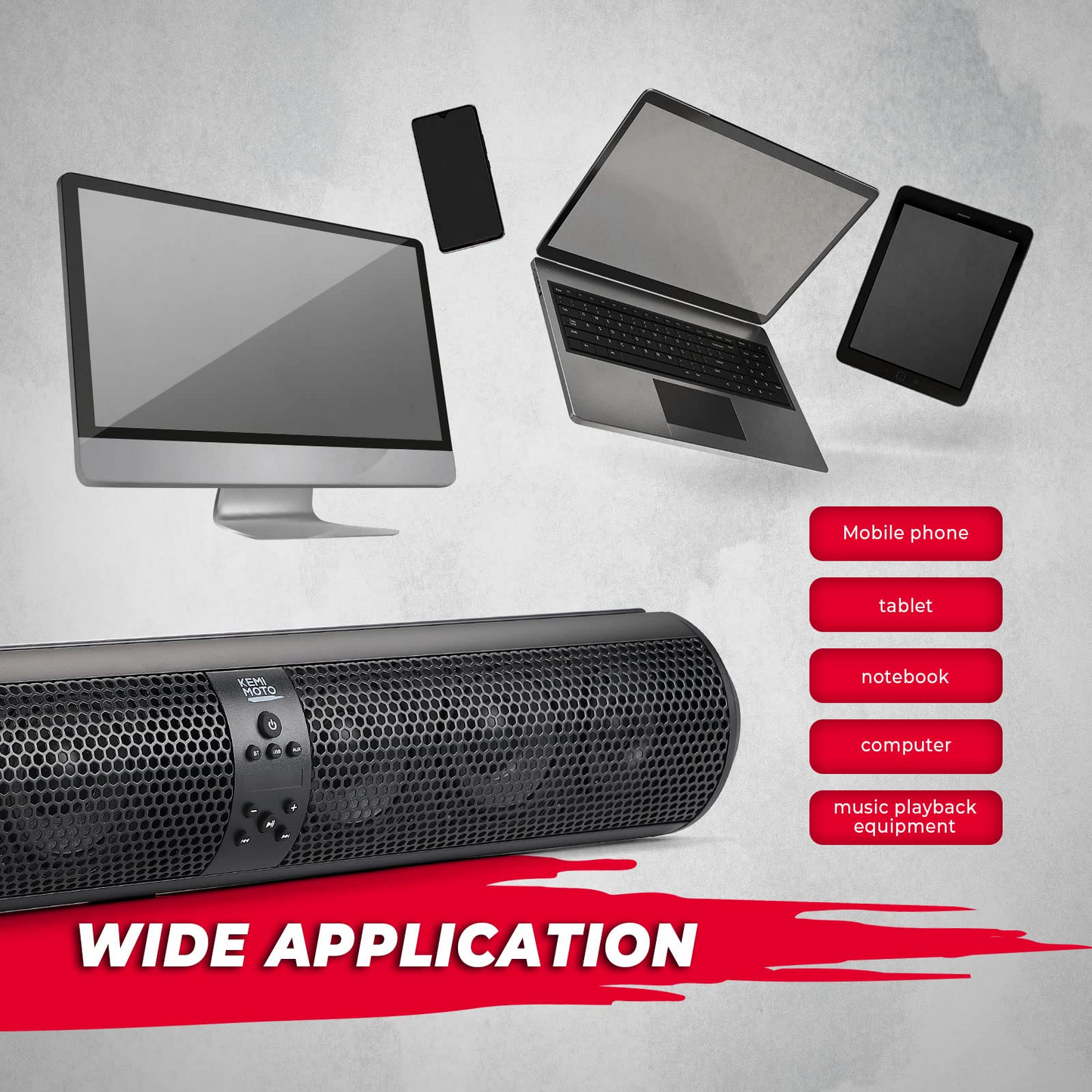 Kemimoto Waterproof Bluetooth UTV Sound Bar 500W 28"