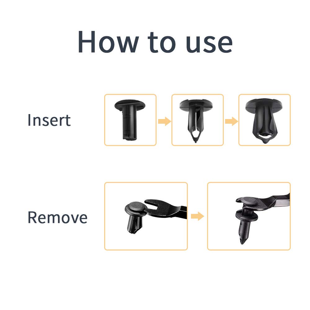Kemimoto 100 PCS UTV ATV 8mm Nylon Fastener Rivets