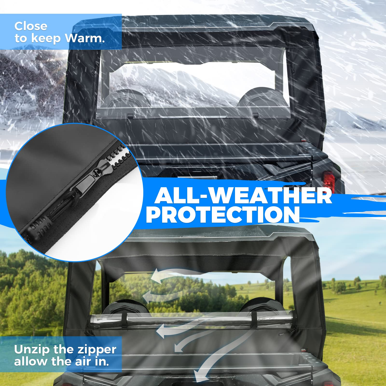 Kemimoto PVC Soft Rear Windshield for Polaris General 1000/XP 1000