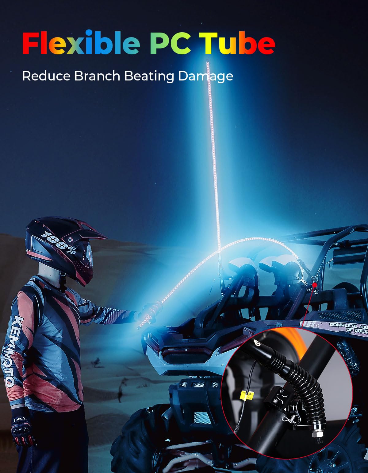 Kemimoto 5FT Whip Lights with Spring Bases