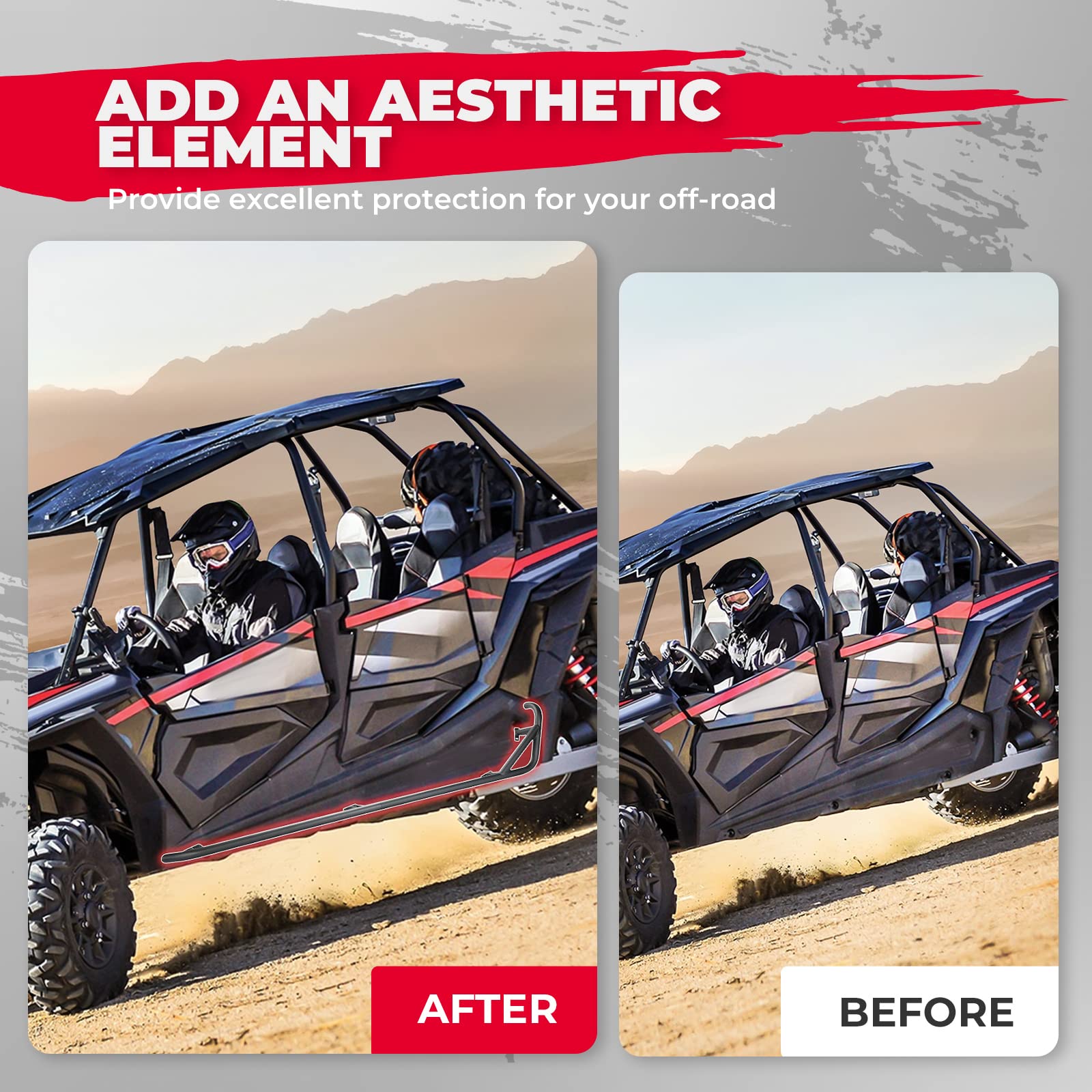 Kemimoto Steel Nerf Bars for Polaris RZR XP4 1000 Turbo