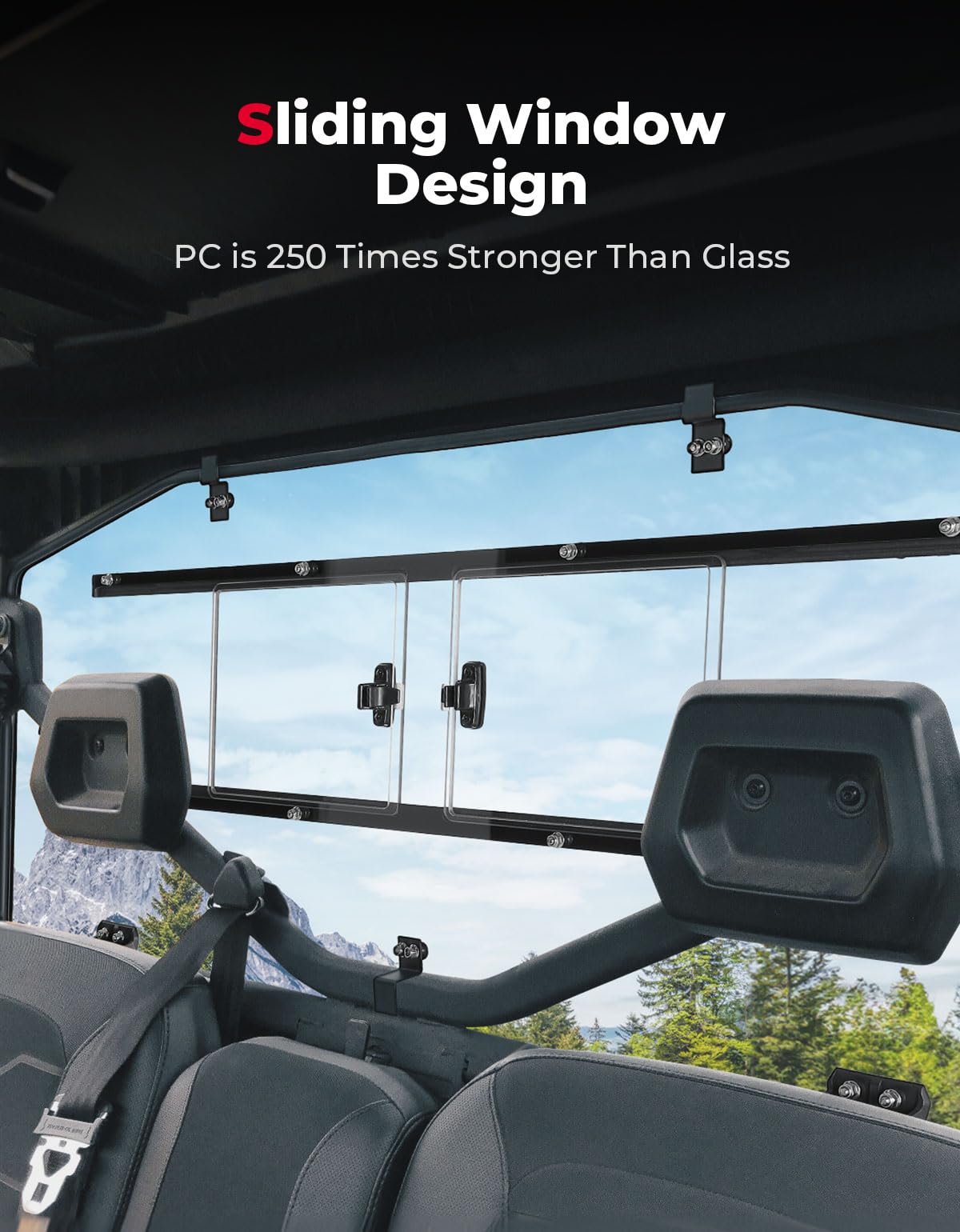 Kemimoto Sliding Rear Windshield for Can-Am Defender HD5-10