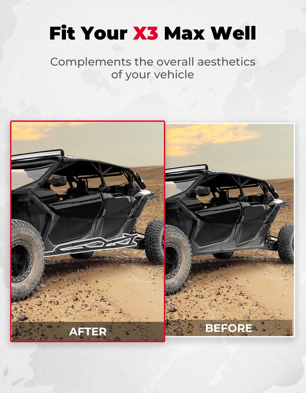 Kemimoto Heavy-Duty Steel Nerf Bars for Can‑Am Maverick X3 MAX