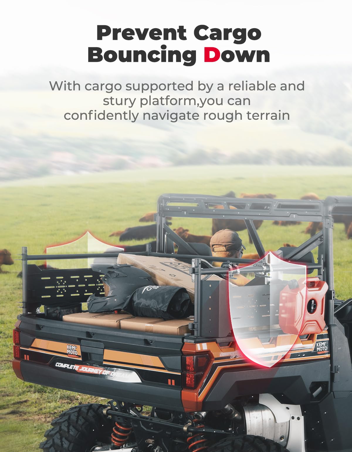 Kemimoto Heavy Duty Rear Cargo Rack for Polaris Ranger