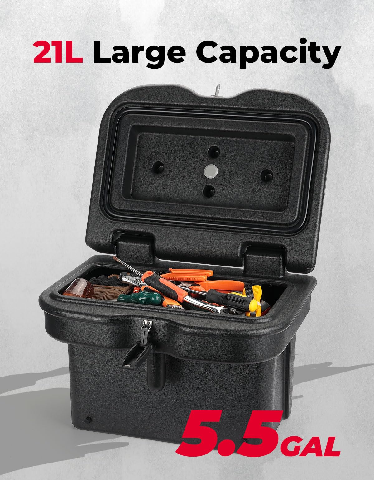 Kemimoto Anti-Theft Bed Storage Box 5.5GAL Black for Polaris Ranger