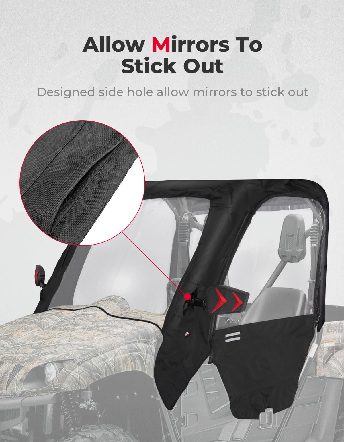Kemimoto UTV Cab Enclosure 900D for Yamaha Rhino Half Doors