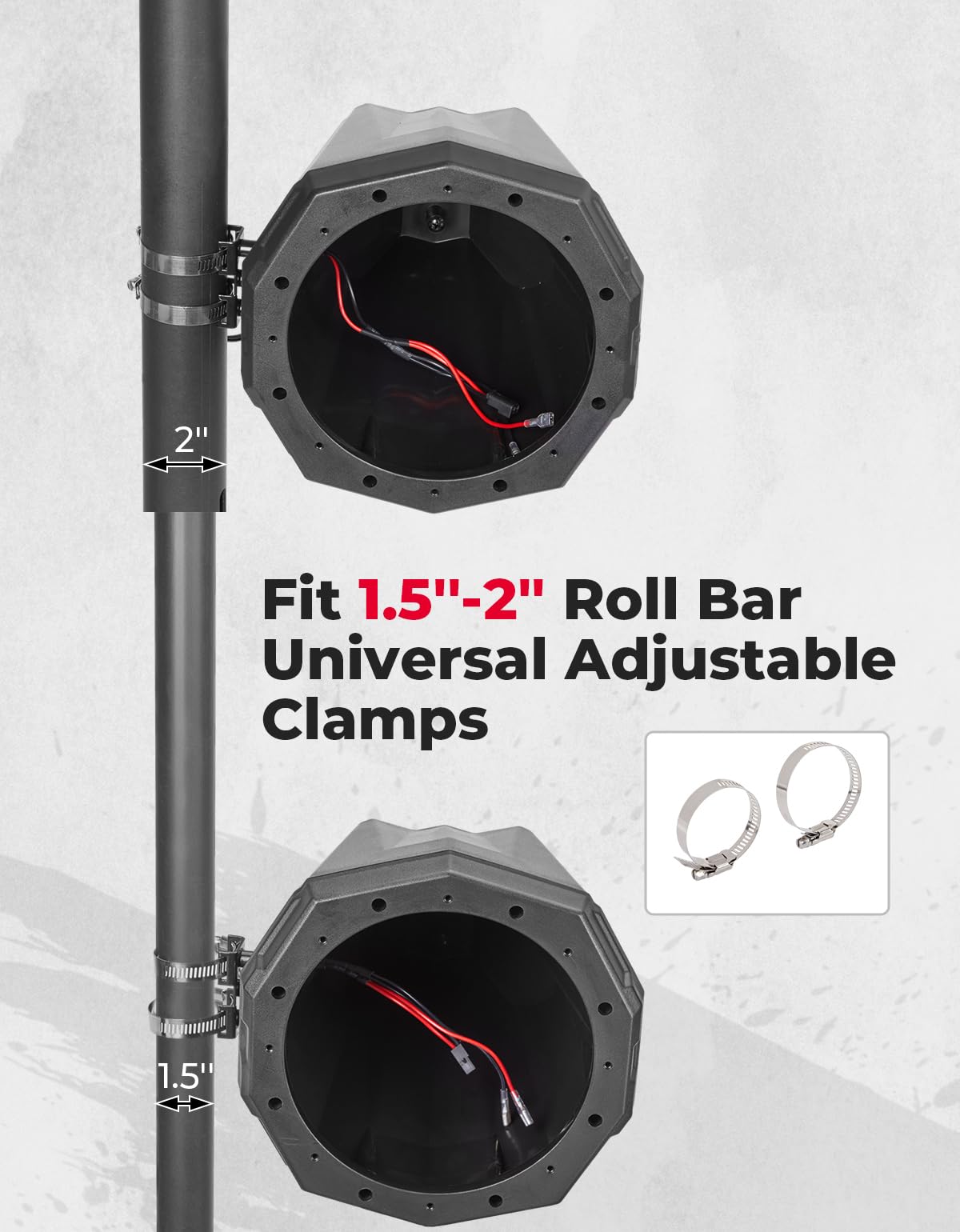 8-Inch Speaker Pod Enclosure for All 1.5" to 2" Roll Bar
