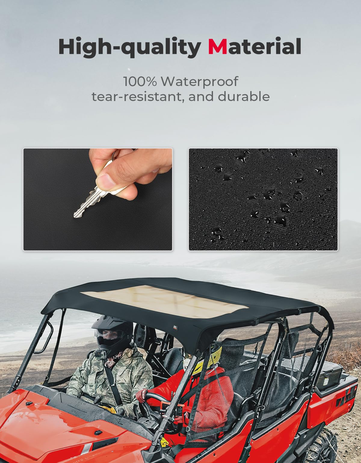 Kemimoto UTV Canvas Roof Water-Resistant Sunshade for Pioneer 1000-6