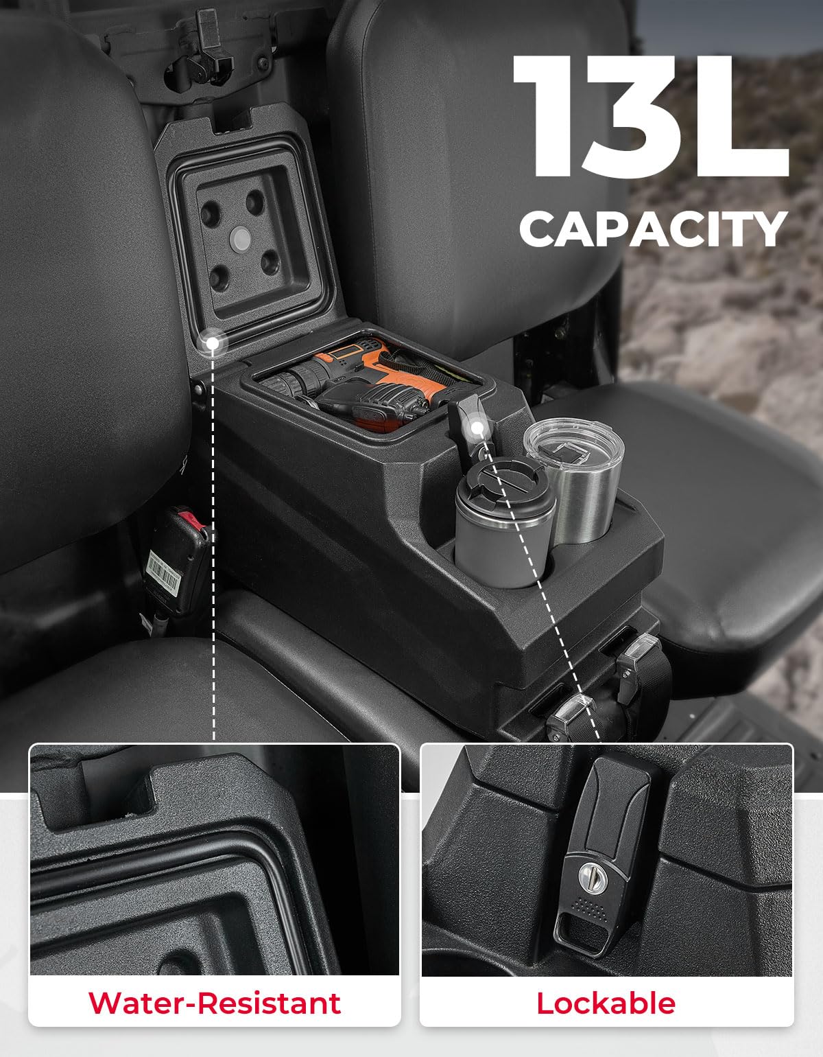 Bench Seat Console Armrest Box for Can‑Am Defender HD10|9|8|7|5