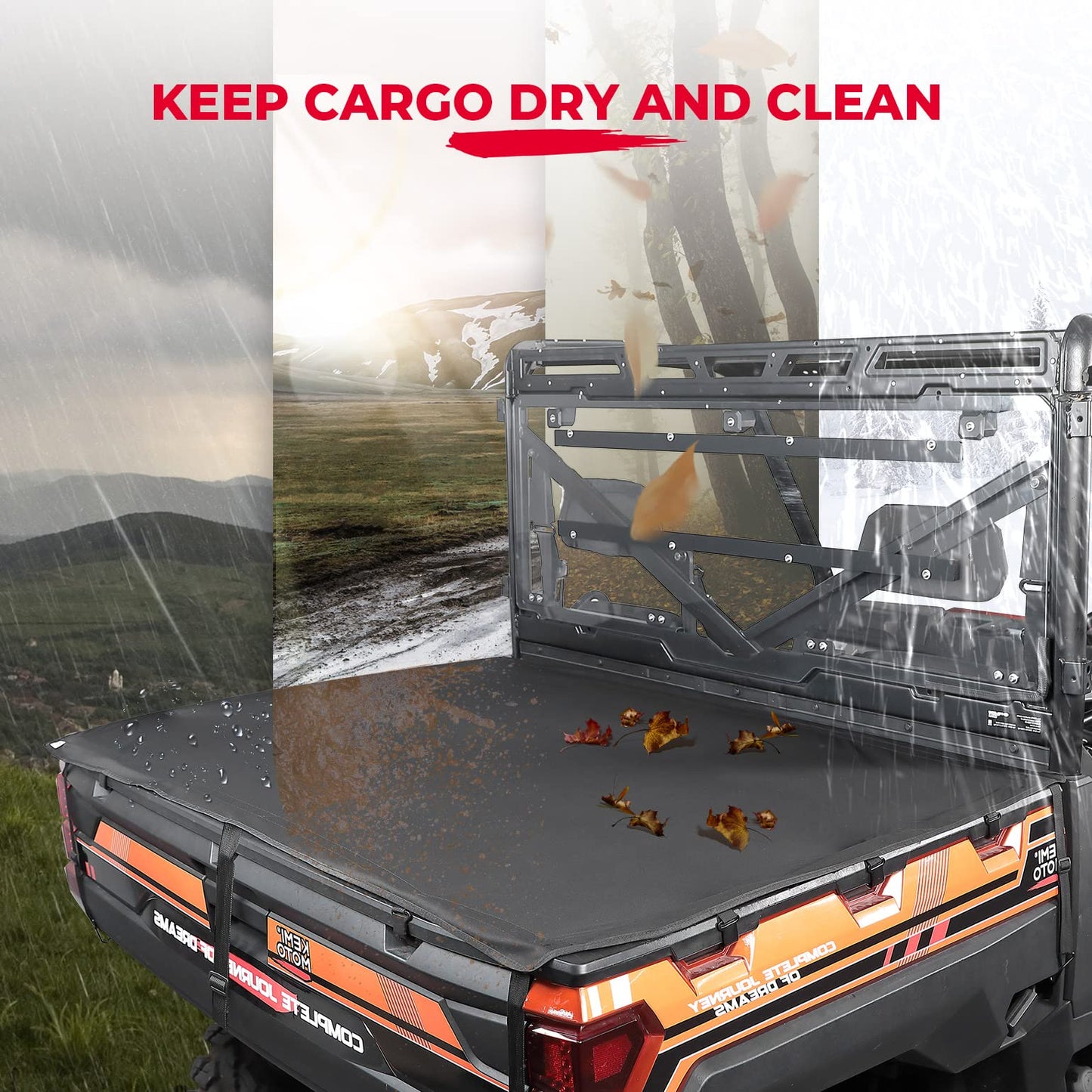 Kemimoto UTV Cargo Bed Cover for Polaris Ranger XP 1000