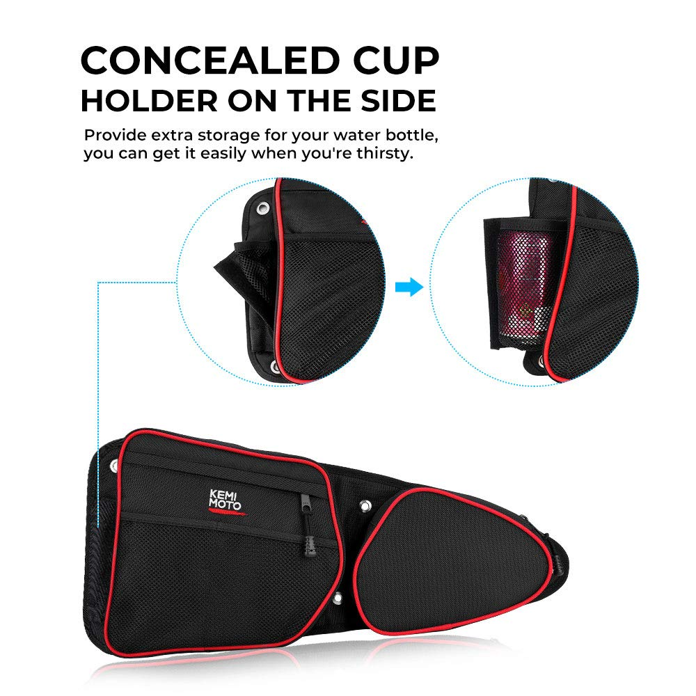 Kemimoto Front Door Bags with Knee Pad for Polaris RZR