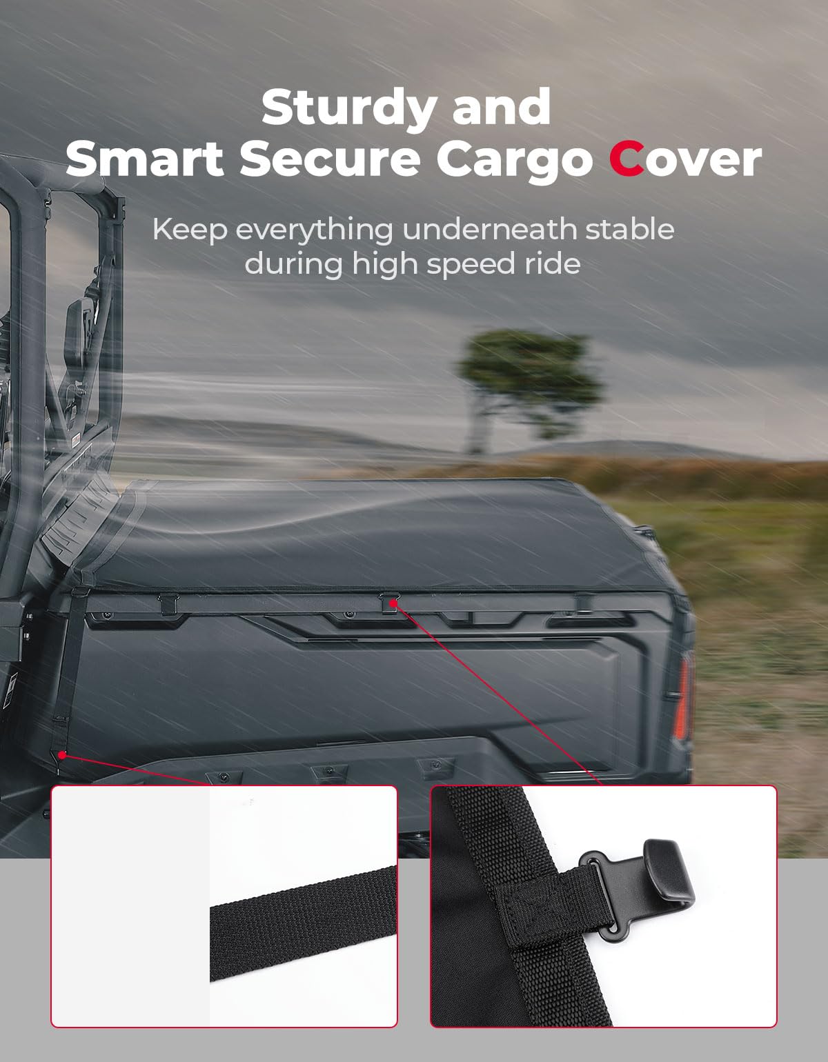 Kemimoto Stretchable Cargo Bed Net for Can‑Am Defender & Polaris Ranger