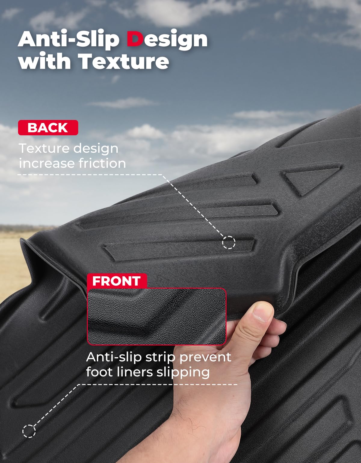 Kemimoto Anti-Slip Floor Mats for Pioneer 1000-6 (4-Pc Set)