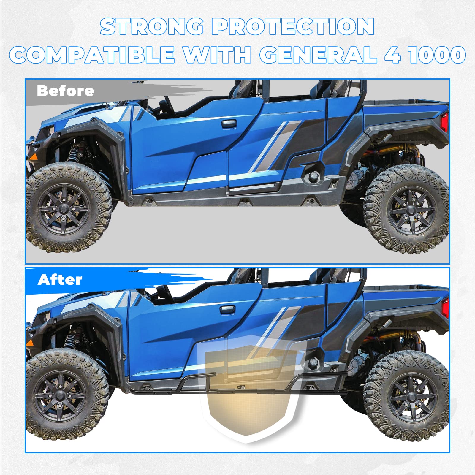 Kemimoto Steel Rock Sliders for Polaris General XP 4 1000