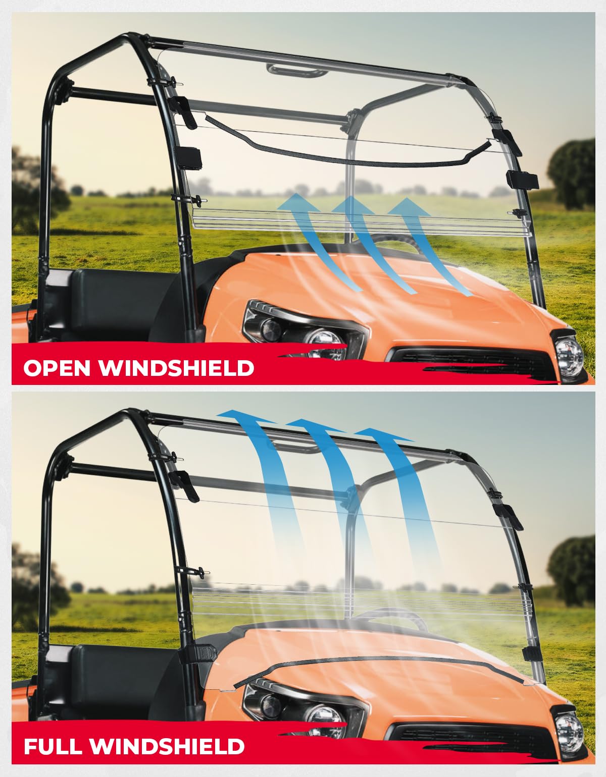 Kemimoto Front Windshield Scratch Resistant for Kubota RTV 400/500/520