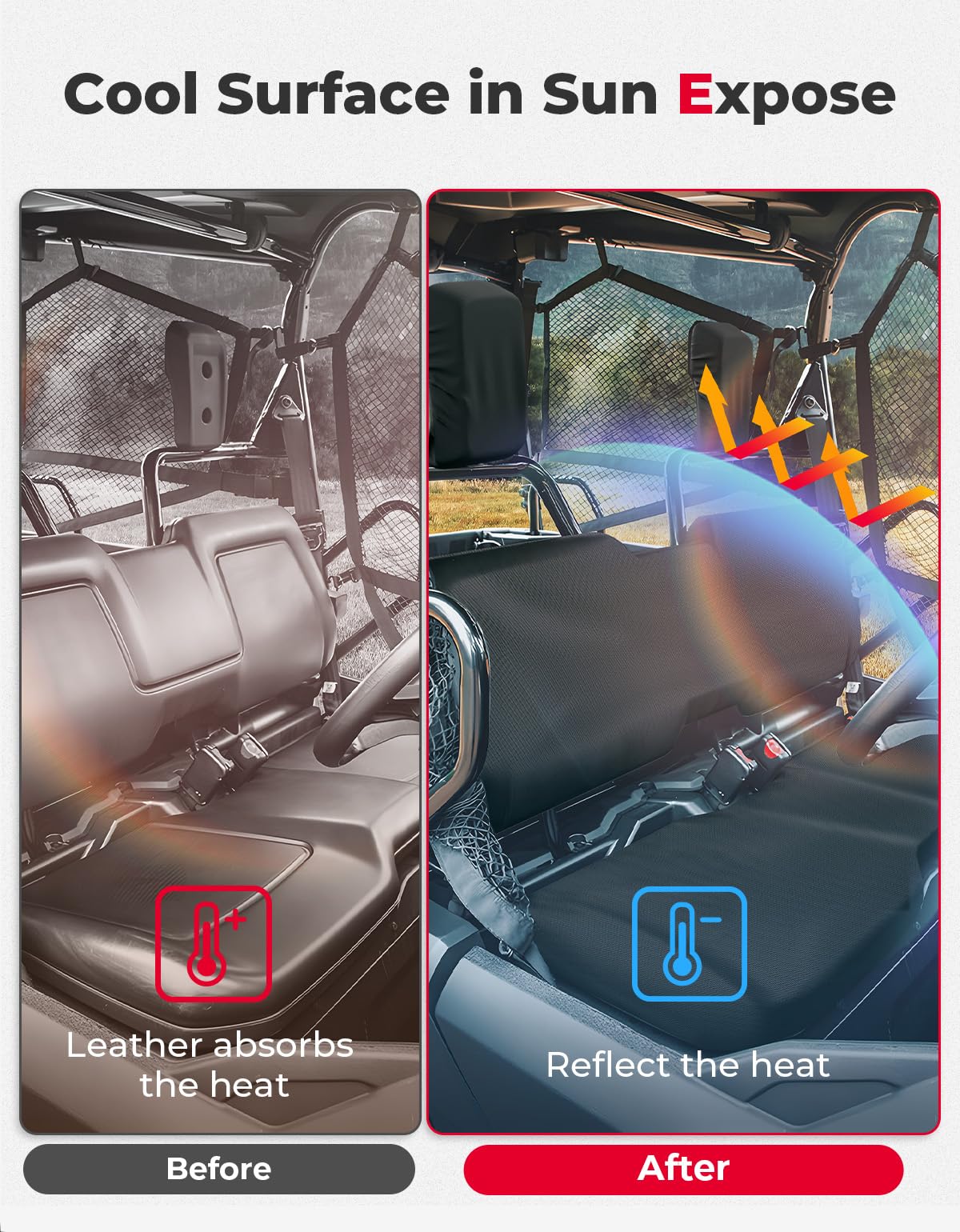 Kemimoto UV‑Resistant Seat Covers for Pioneer 700 700‑4 (Black)