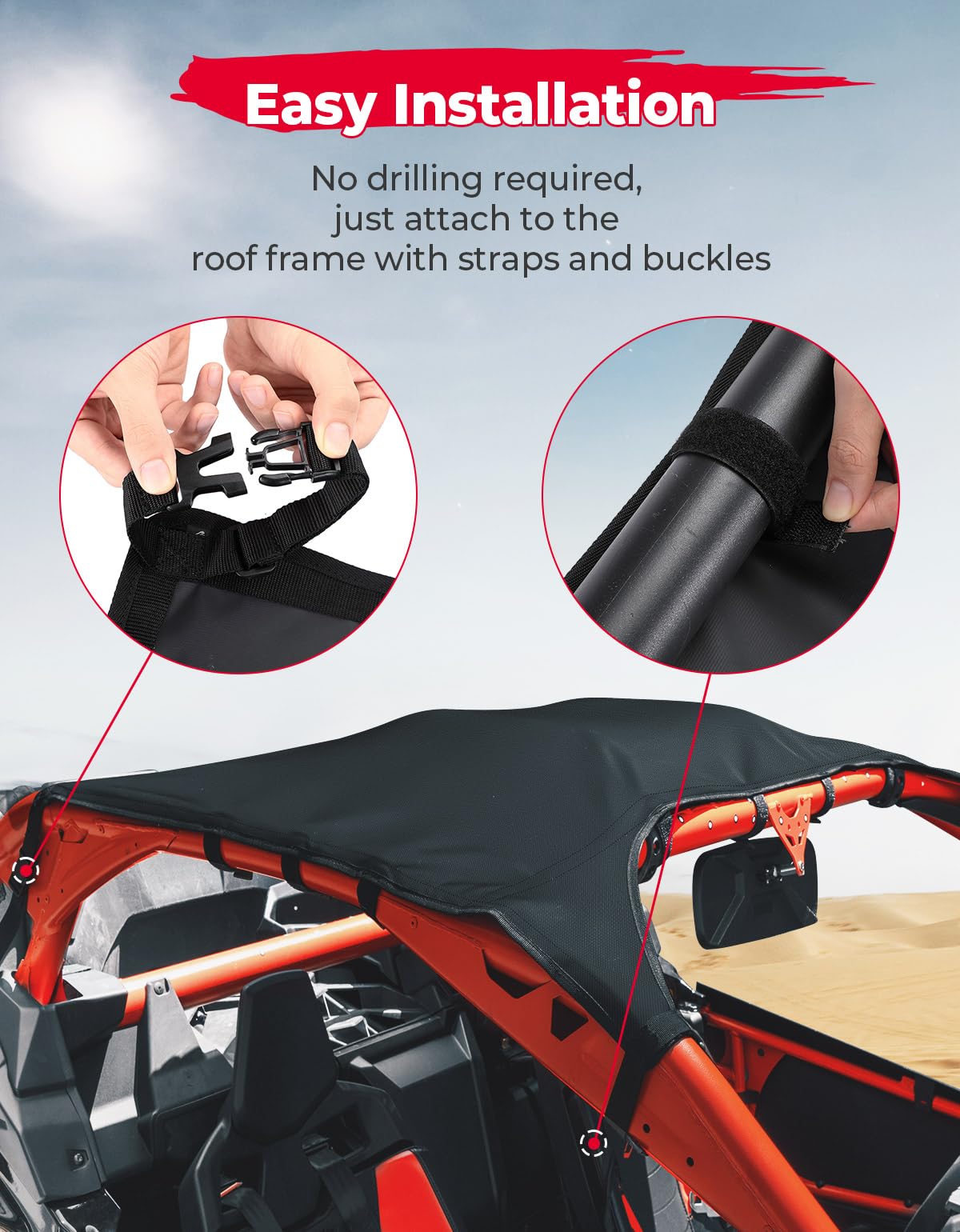 Kemimoto UV‑Resistant Soft Top Roof for Can‑Am Maverick X3