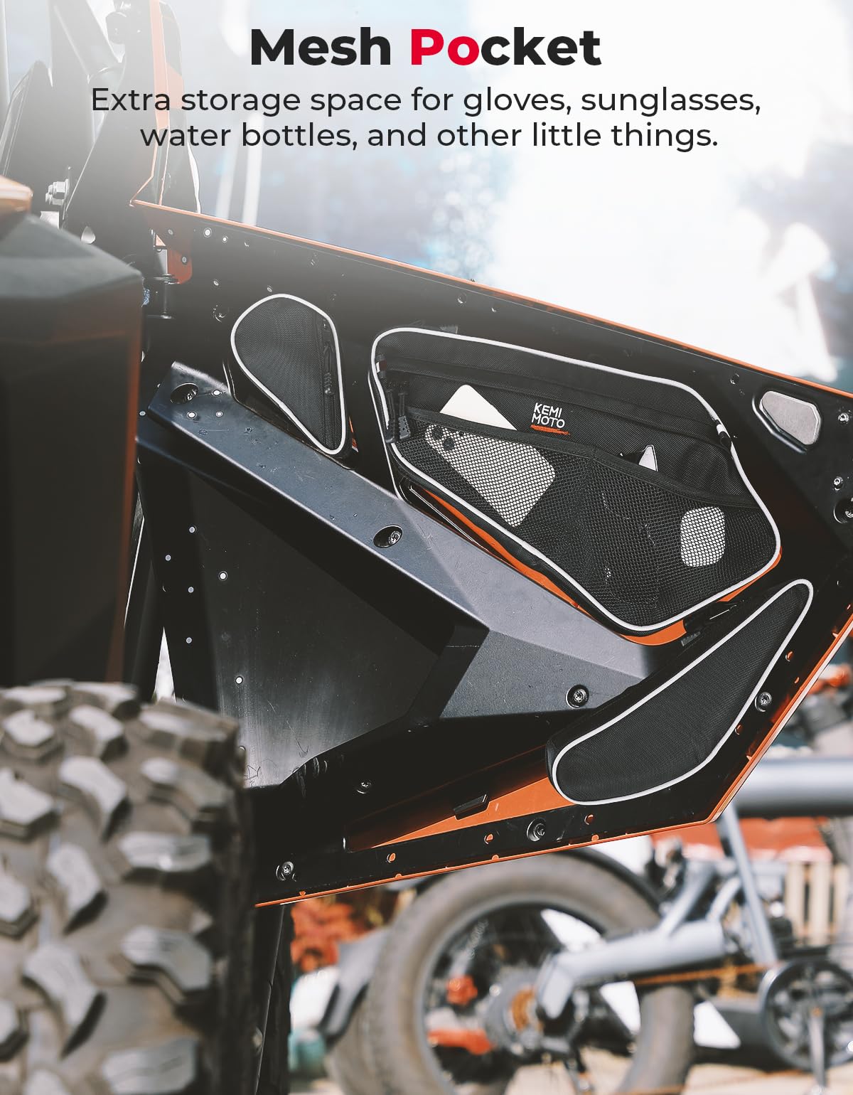 Kemimoto Front Door Bags With Knee Pads For Polaris RZR