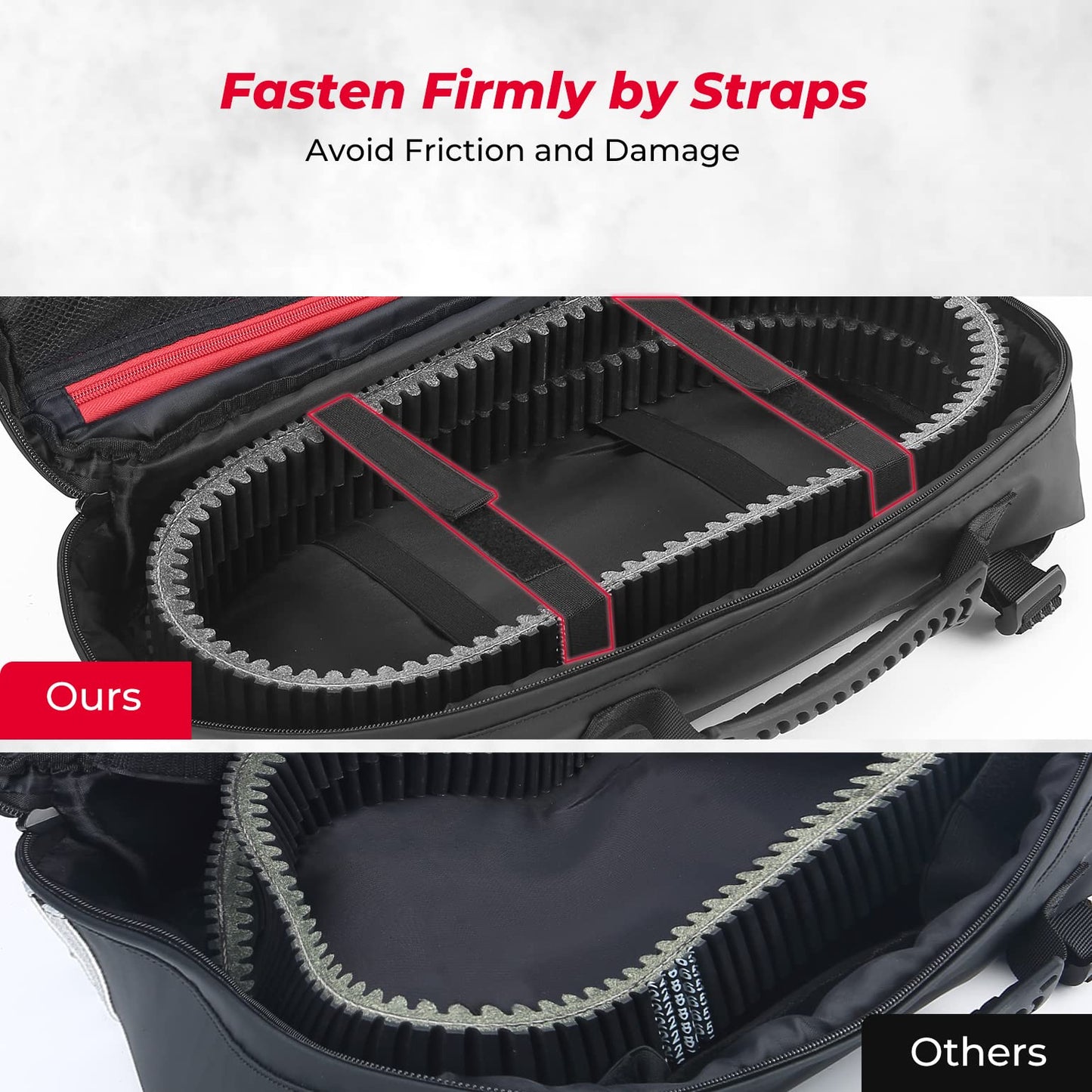 Kemimoto UTV/ATV Belt Storage Bag with Tool Roll for Can‑Am, Polaris