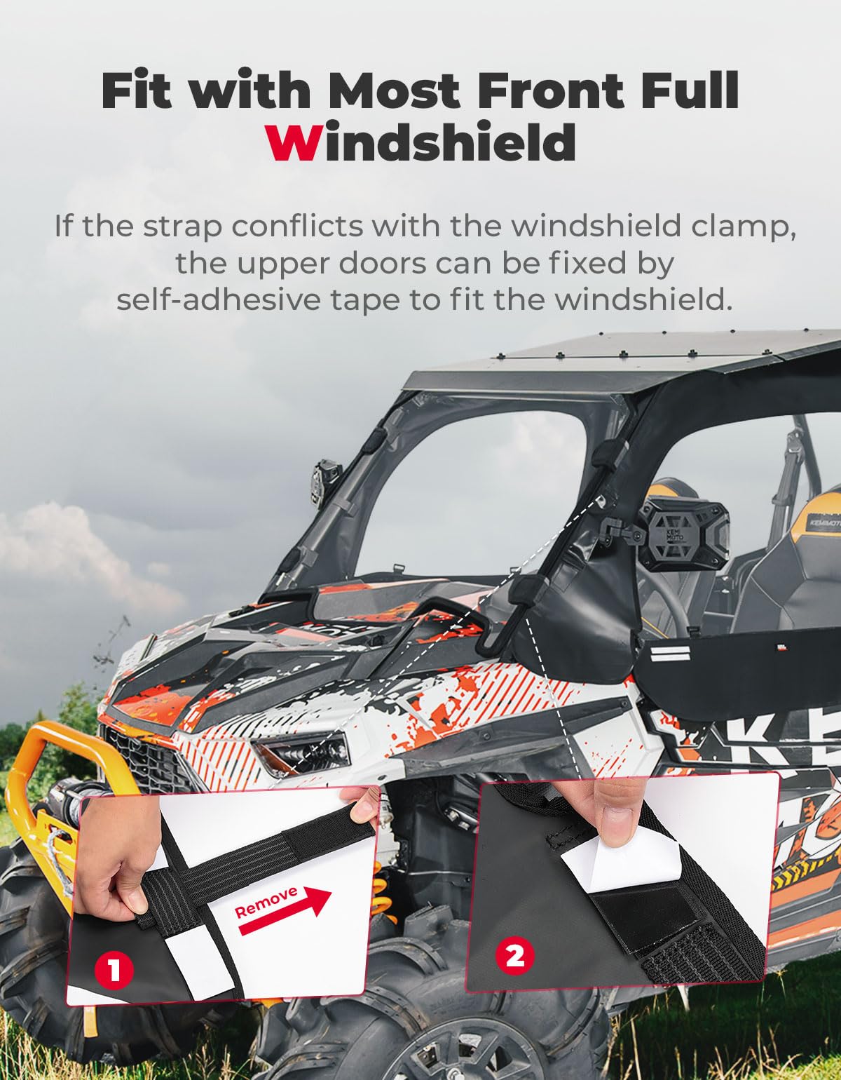 Kemimoto Soft Upper Door Enclosure for Polaris RZR XP4 1000