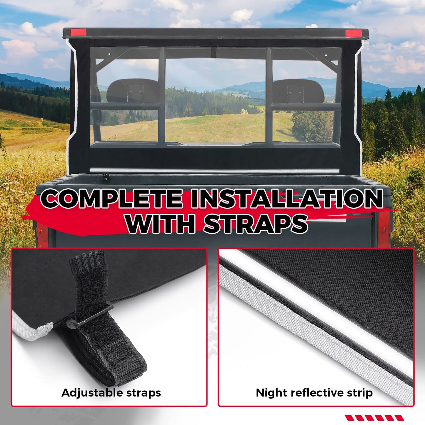 Kemimoto Rear Windshield Soft PVC for Polaris Ranger 500/650/700