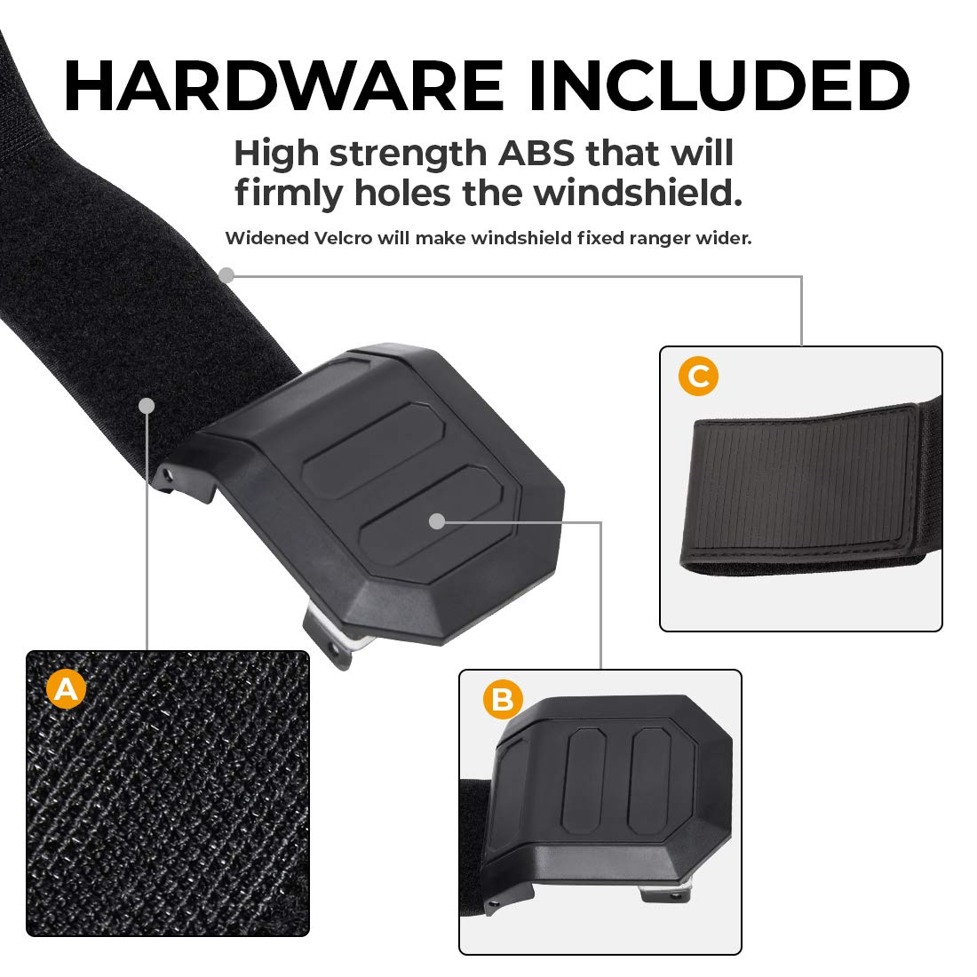 Kemimoto Front Windshield with 4 Black Clamps for Polaris RZR
