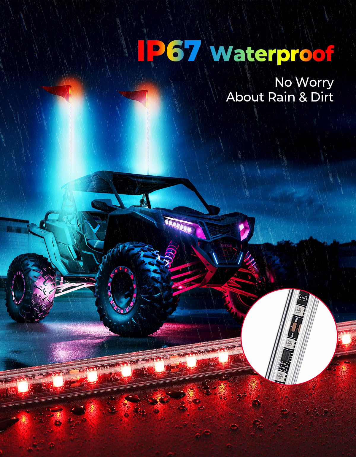 Kemimoto 5FT Whip Lights with Spring Bases