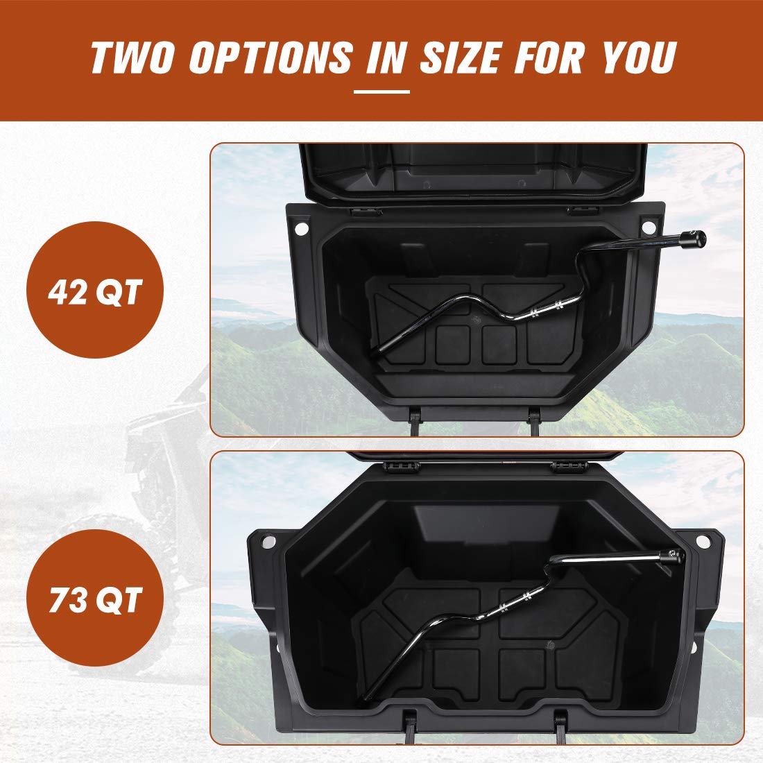Kemimoto 73 QT Rear Storage Box Weather‑Resistant for Polaris RZR