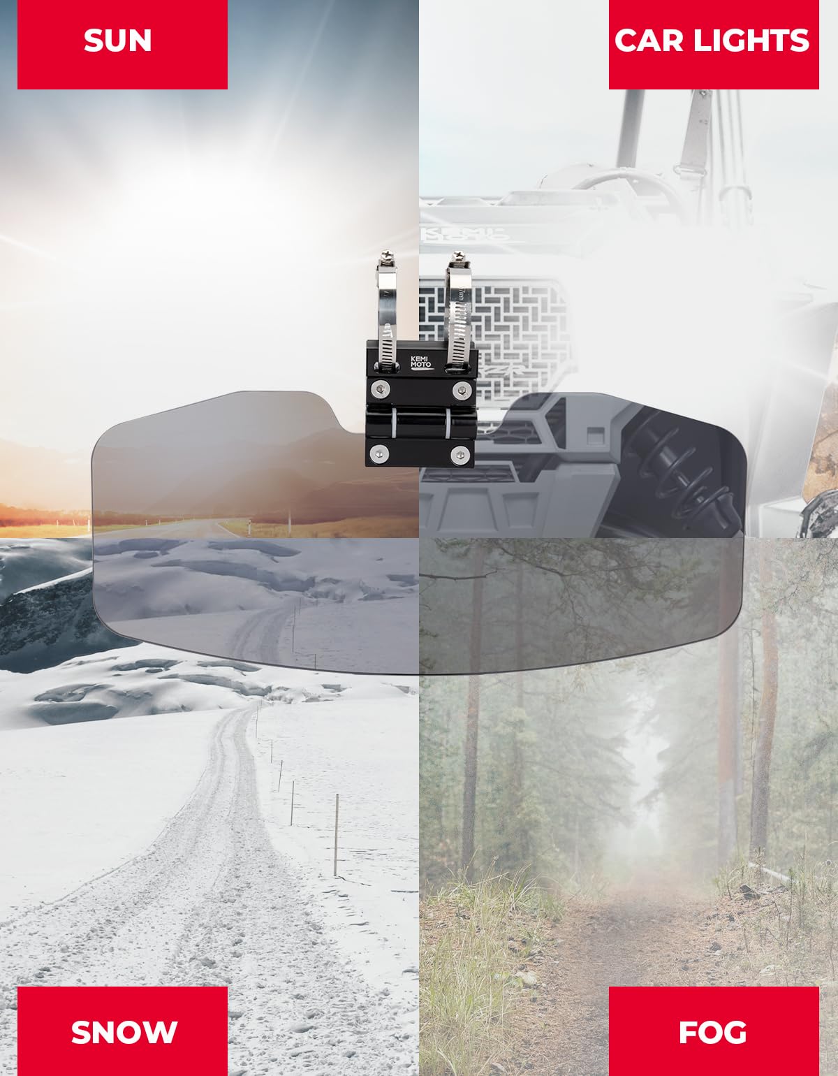 Kemimoto UTV Sun Visor 240° Rotatable