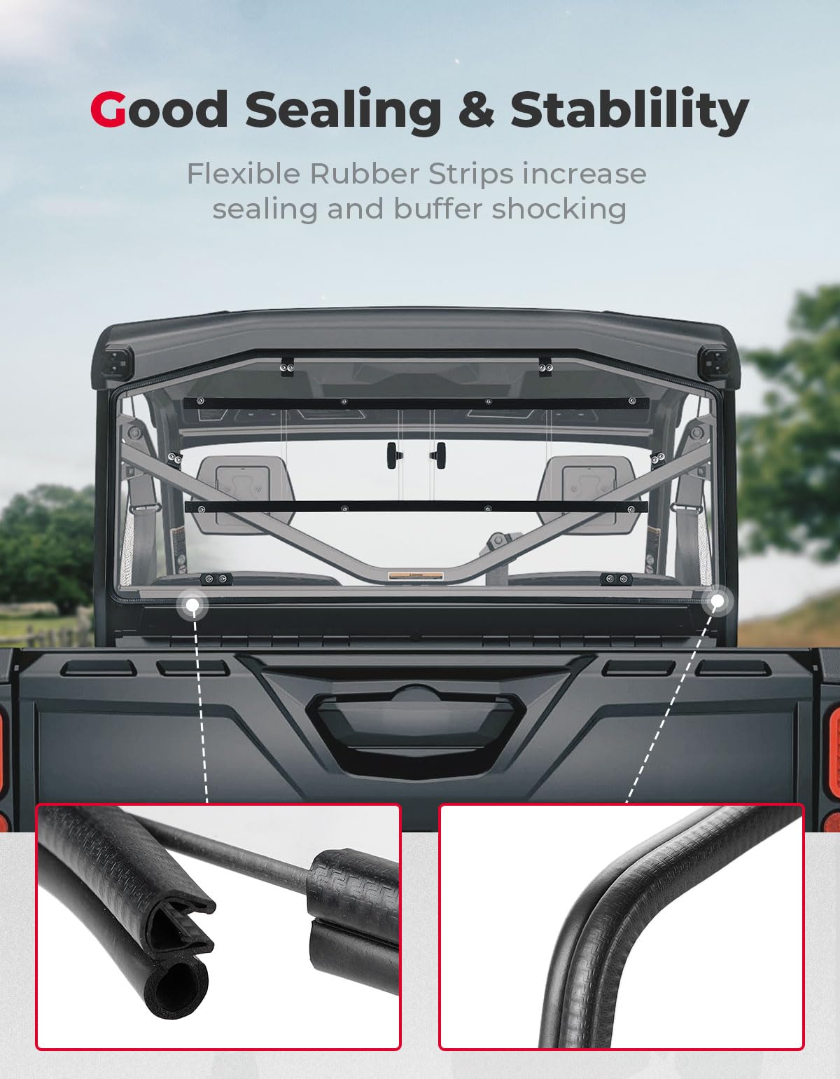 Kemimoto Sliding Rear Windshield for Can-Am Defender HD5-10