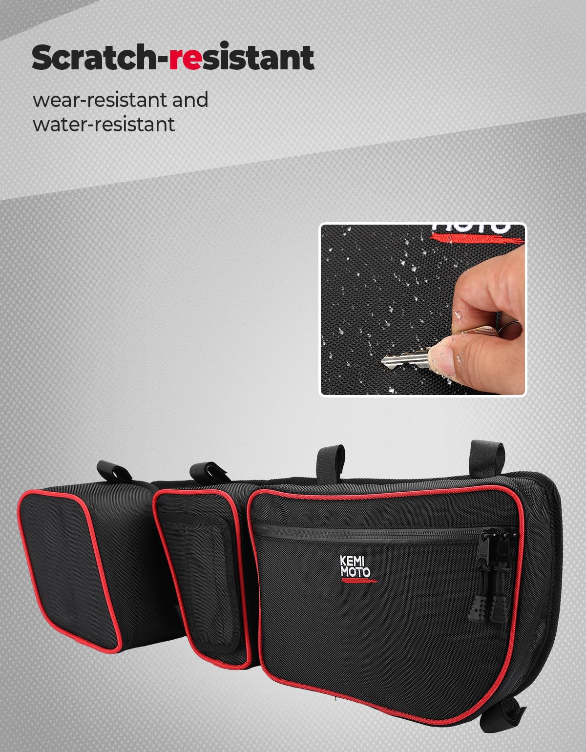 Kemimoto Bags with Knee Pads for Can‑Am Maverick X3 Red