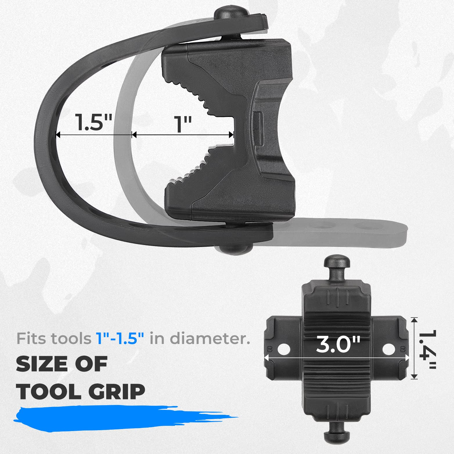 Kemimoto Type B Rubber Tool Clamp for 0.75–2.25" Roll Bars