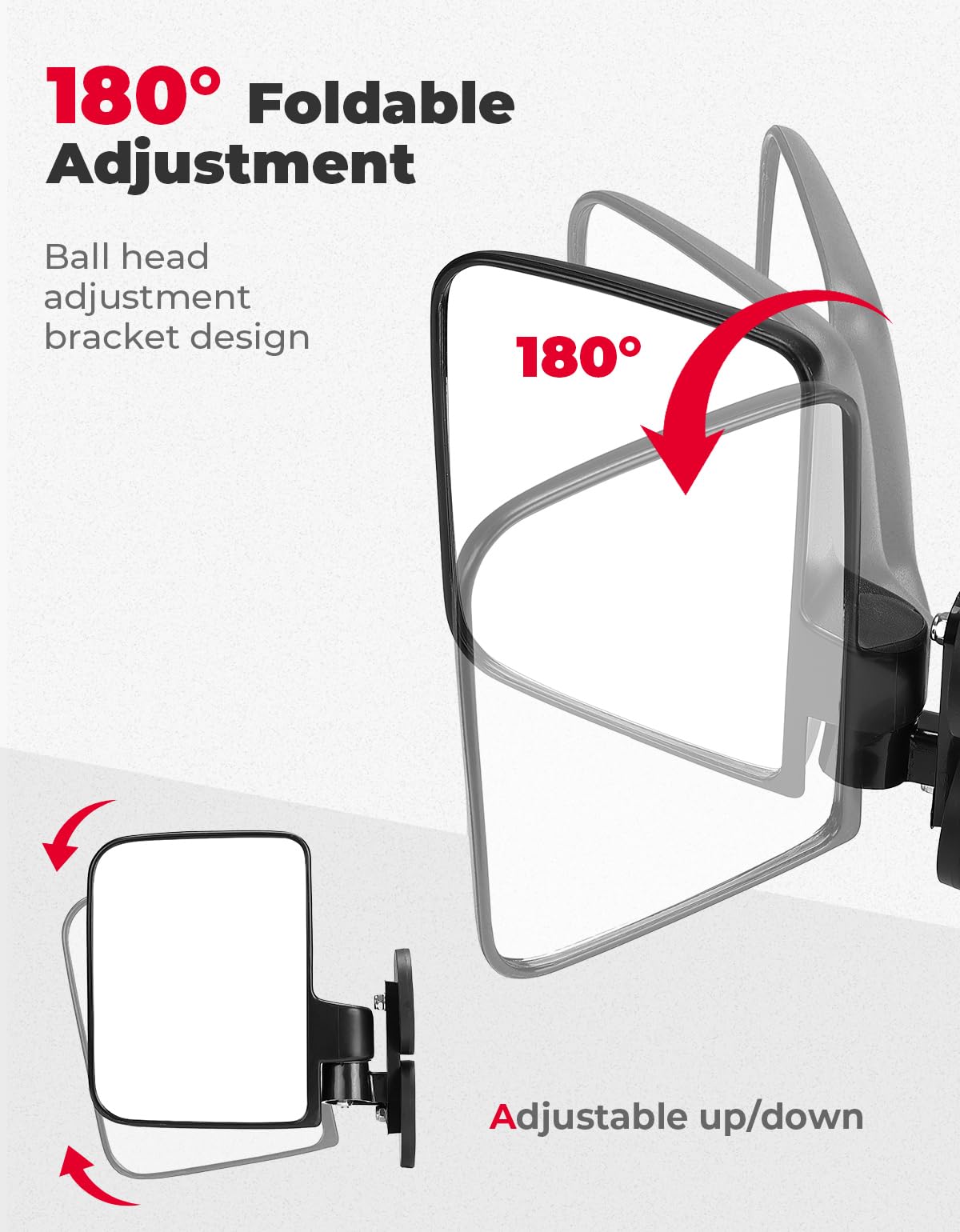 Kemimoto Magnetic Side Mirrors for Tractors, UTV, ATV – 1 Pair