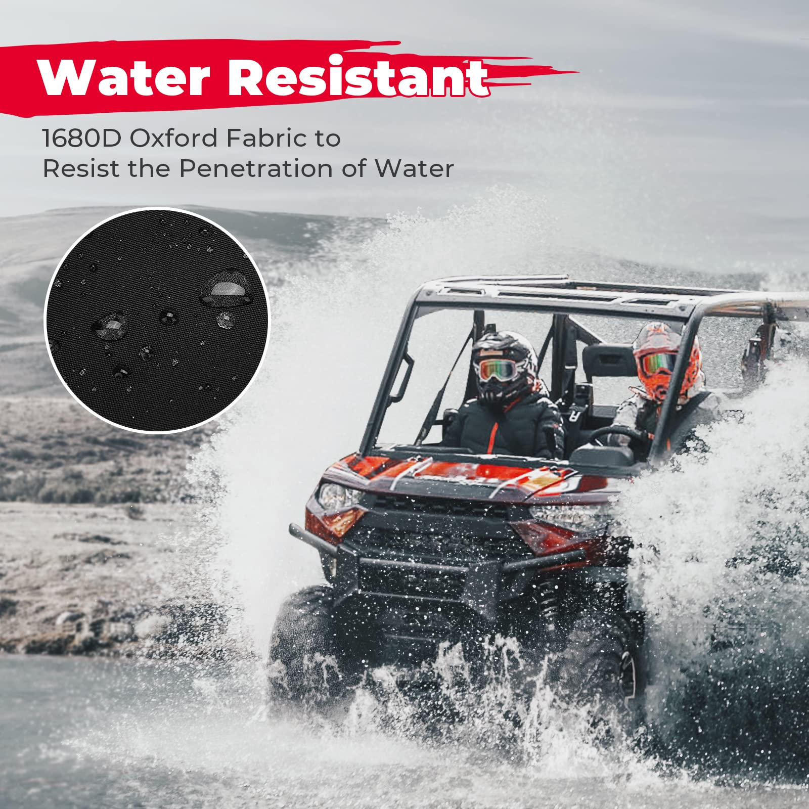 Kemimoto Bench Seat Covers for Polaris Ranger XP 1000/CREW Water‑Resistant