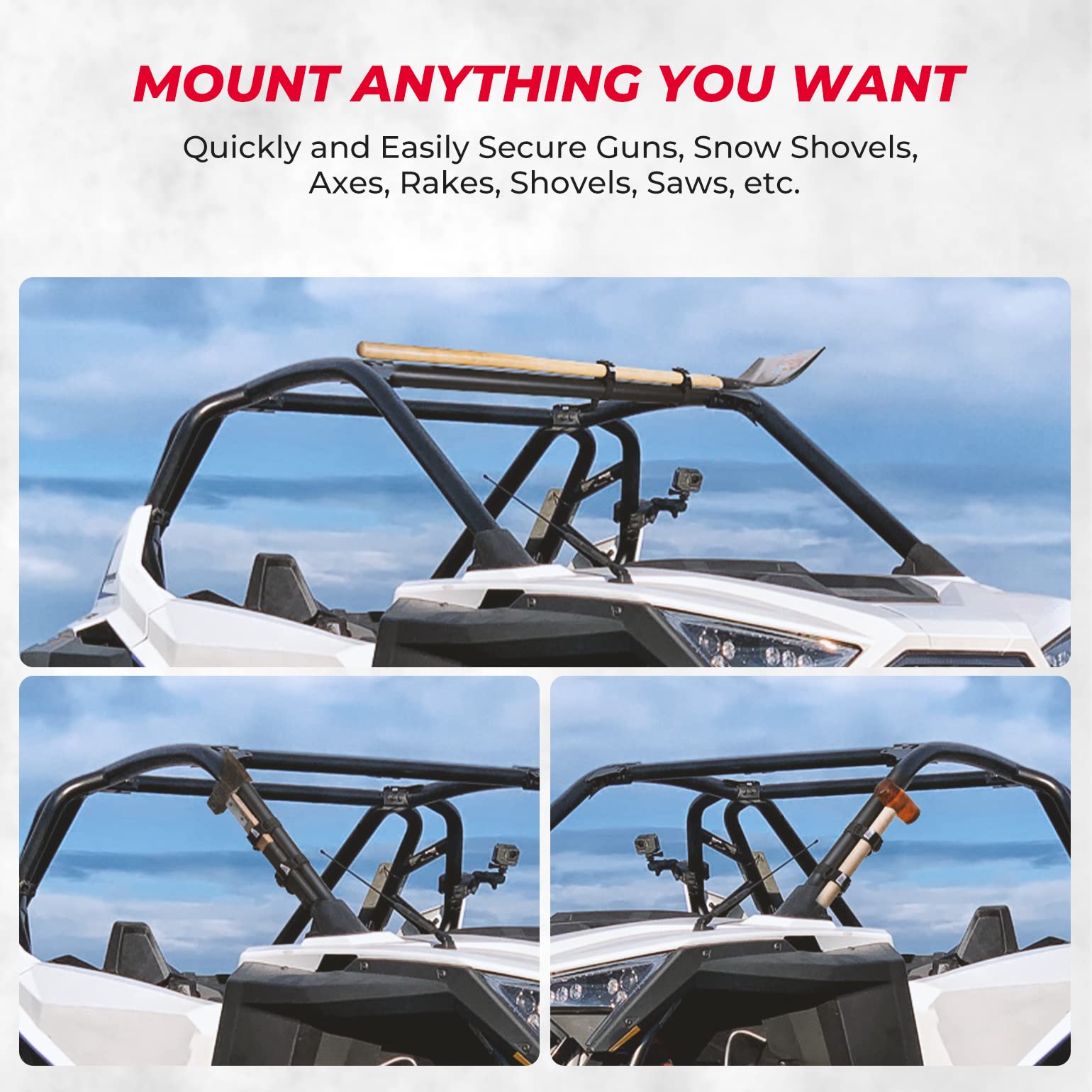 Shovel Holder Rubber Roof Rack Straps Fits 1.5"-3.5" Diameter Tools
