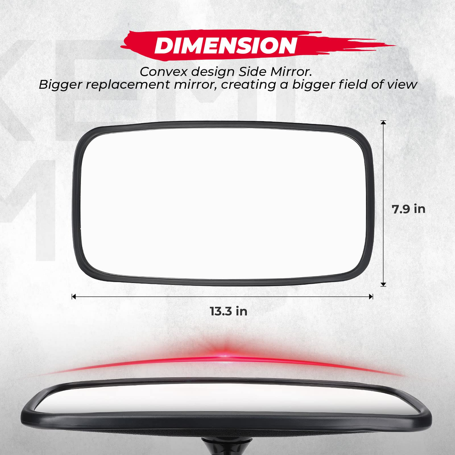 Kemimoto Tractor Replacement Side Mirror Convex ABS Adjustable