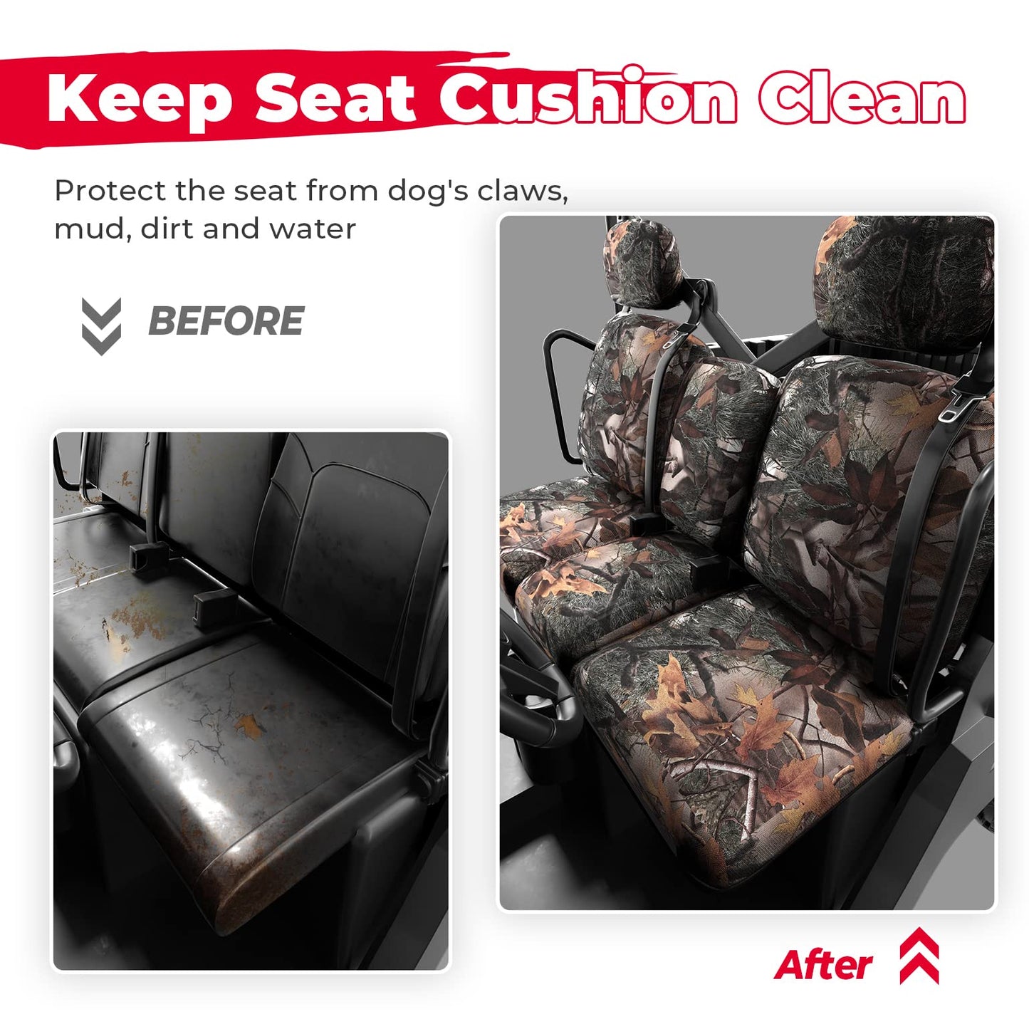 Kemimoto Camouflage UTV Seat Cover for Can-Am Defender