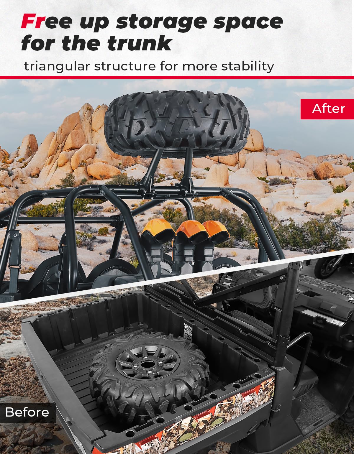 Kemimoto Spare Tire Carrier for Polaris RZR & Kawasaki Mule