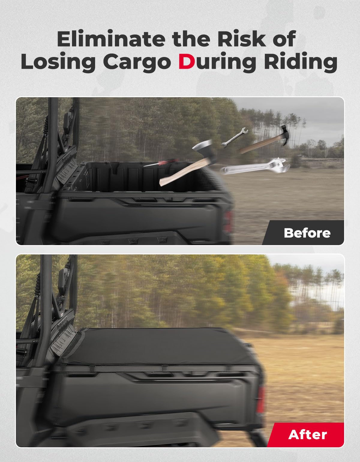 Kemimoto Stretchable Cargo Bed Net for Can‑Am Defender & Polaris Ranger
