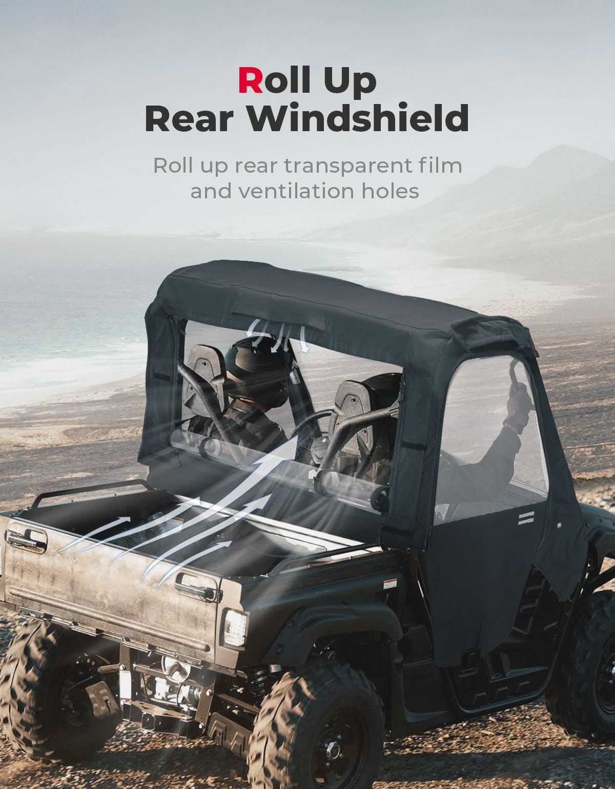 Kemimoto UTV Cab Enclosure 900D for Yamaha Rhino Half Doors