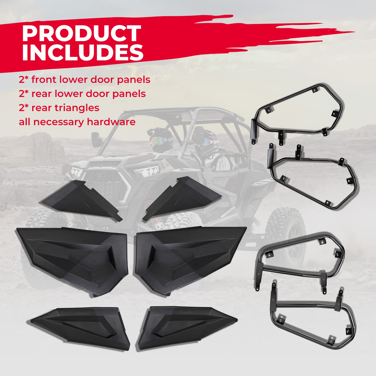 Kemimoto Door Panel Inserts for Polaris RZR XP4 1000 2014‑2023