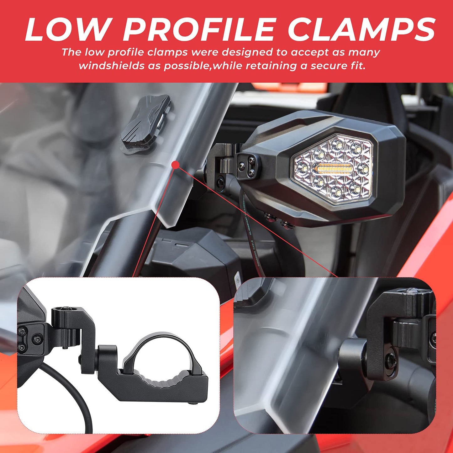 Kemimoto LED Lighted Side Mirrors for Polaris RZR PRO R/4
