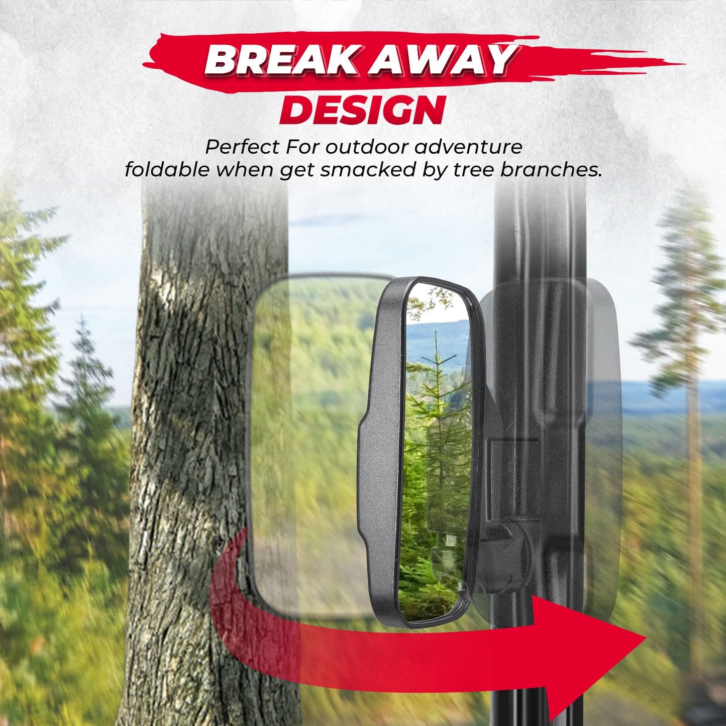 Kemimoto UTV Mirror Set ABS for Polaris Ranger 500-1000