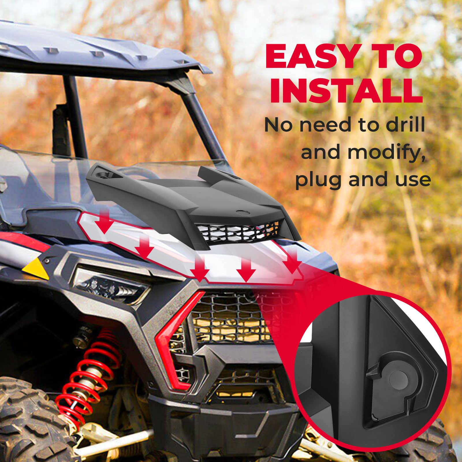 Kemimoto Hood Scoop Intake Kit for Polaris RZR XP 1000
