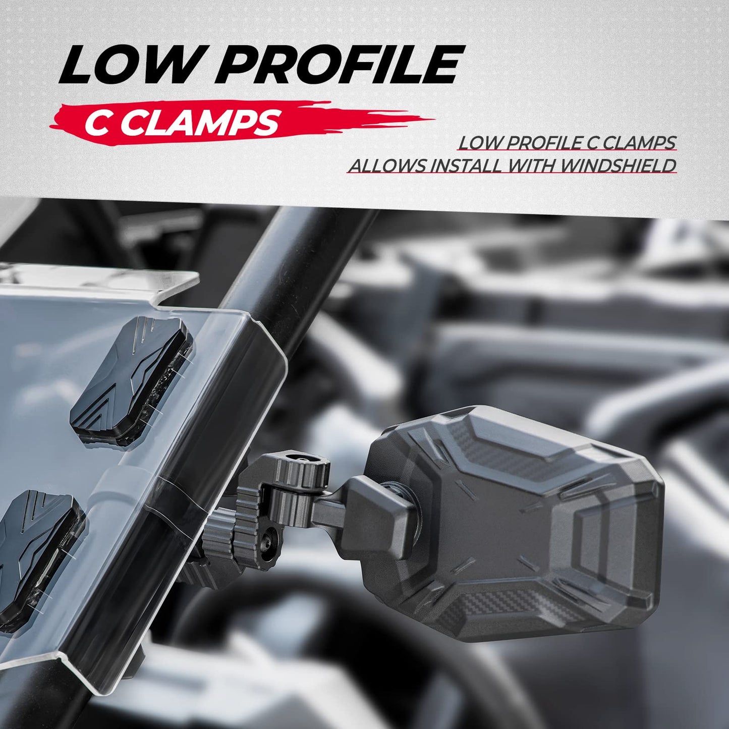 Kemimoto UTV Side View Mirrors High Impact ABS 1 Pair