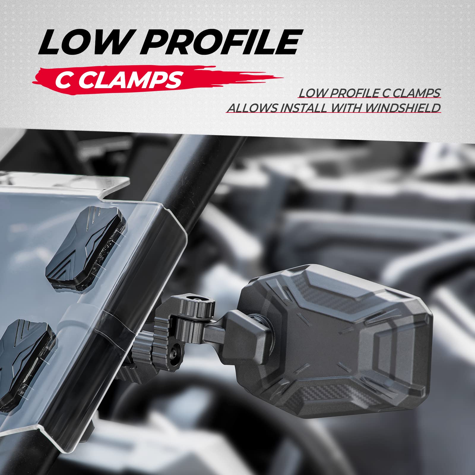 Kemimoto UTV Side View Mirrors High Impact ABS 1 Pair