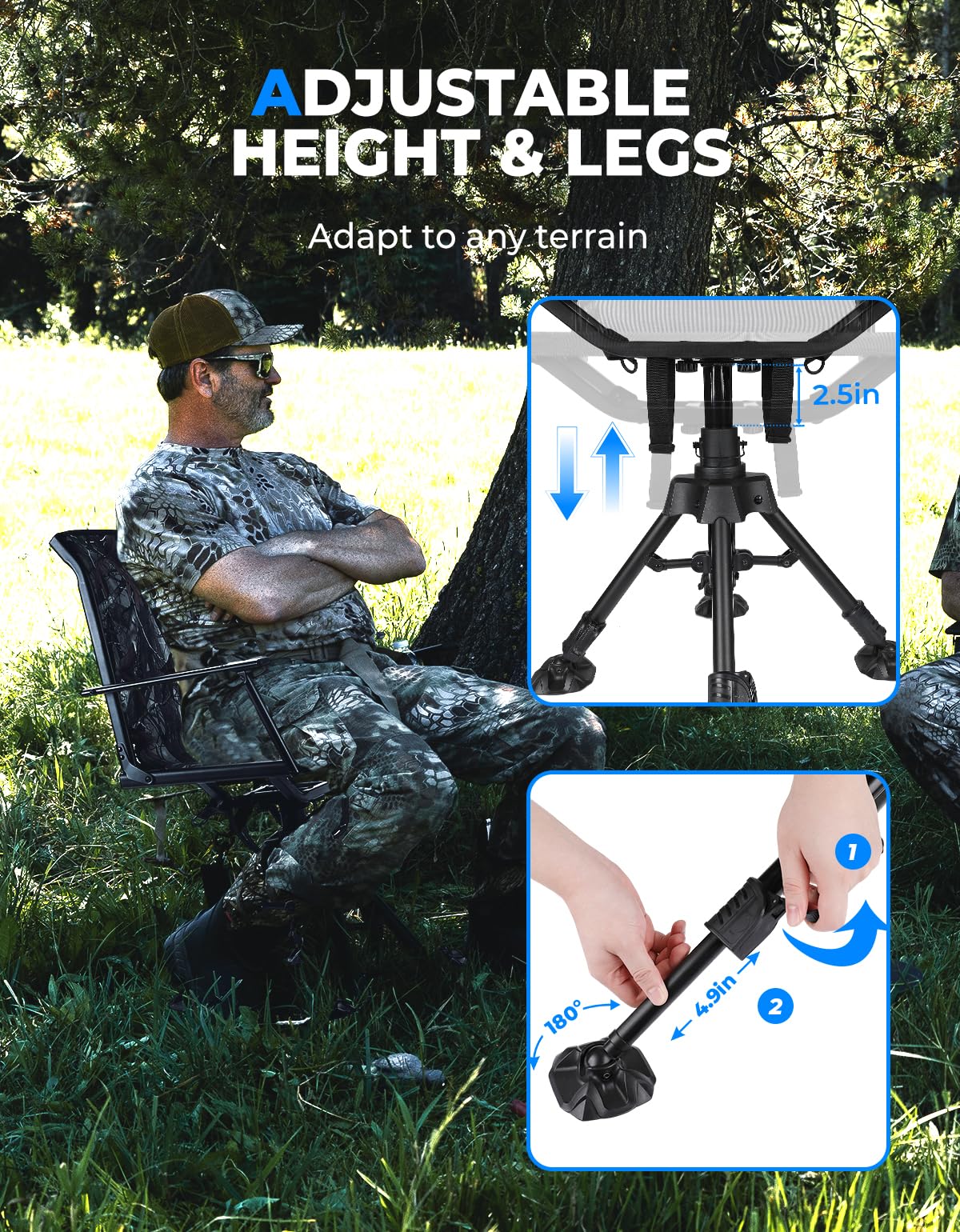 Kemimoto Camo 360 Degree Silent Swivel Blind Hunting Chair