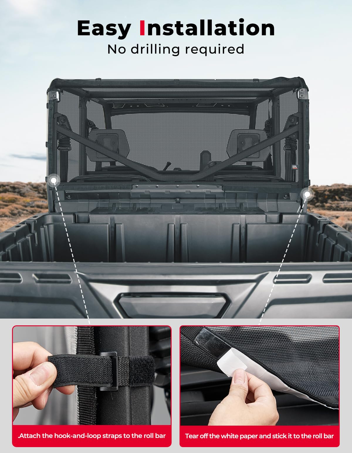 Kemimoto Rear Ventilated Window Nets for Can‑Am Defender