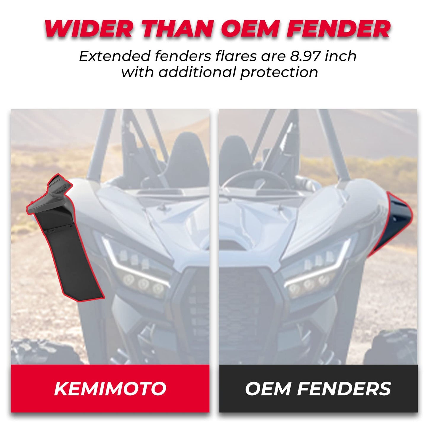 Kemimoto Mud Fender Flares for Kawasaki Teryx KRX 1000
