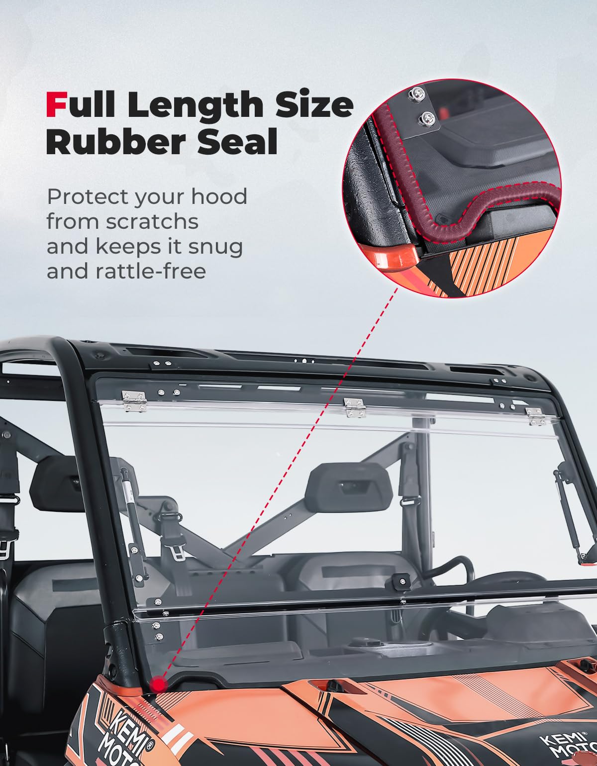 Kemimoto 2-IN-1 Flip Windshield for Polaris Ranger 2014-2026